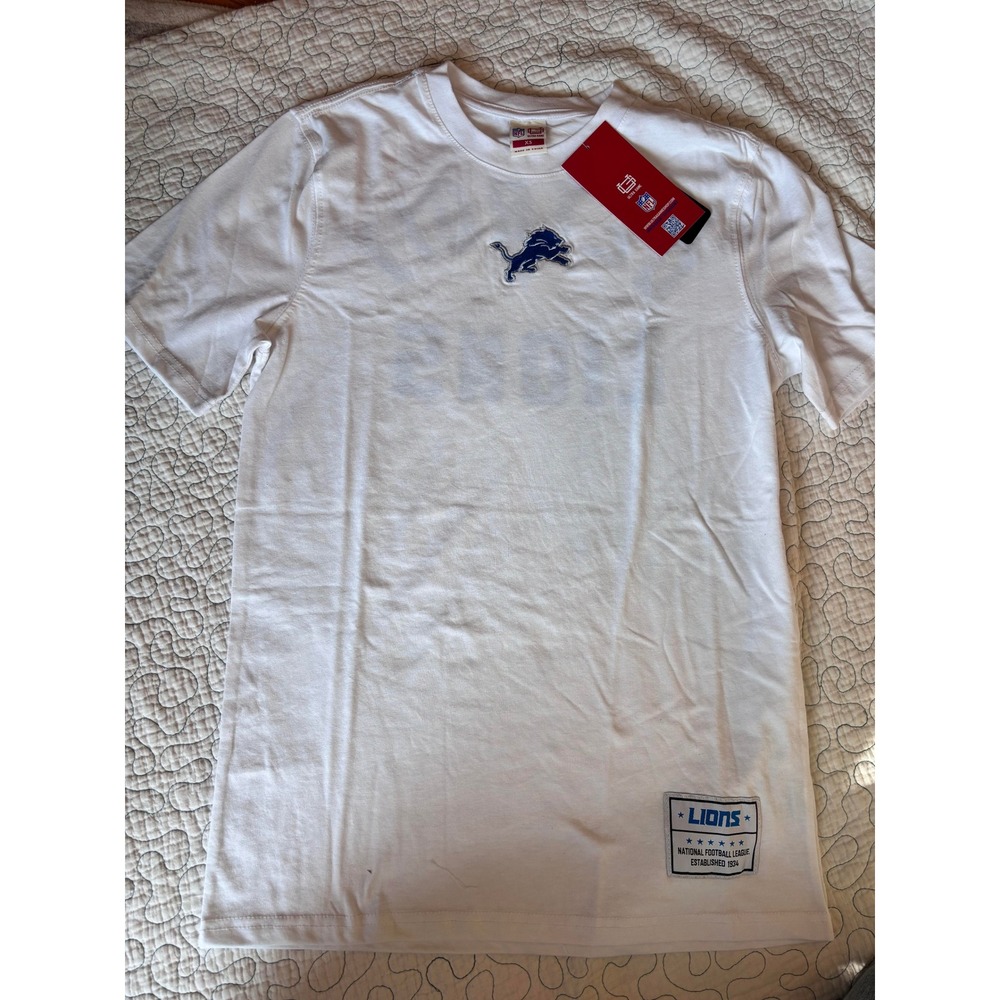 NFL Ultra Game Detroit Lions Mens White Graphic T-Shirt XS Embroidered Logo